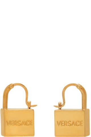 versace gold padlock earrings|versace gold label earrings women.